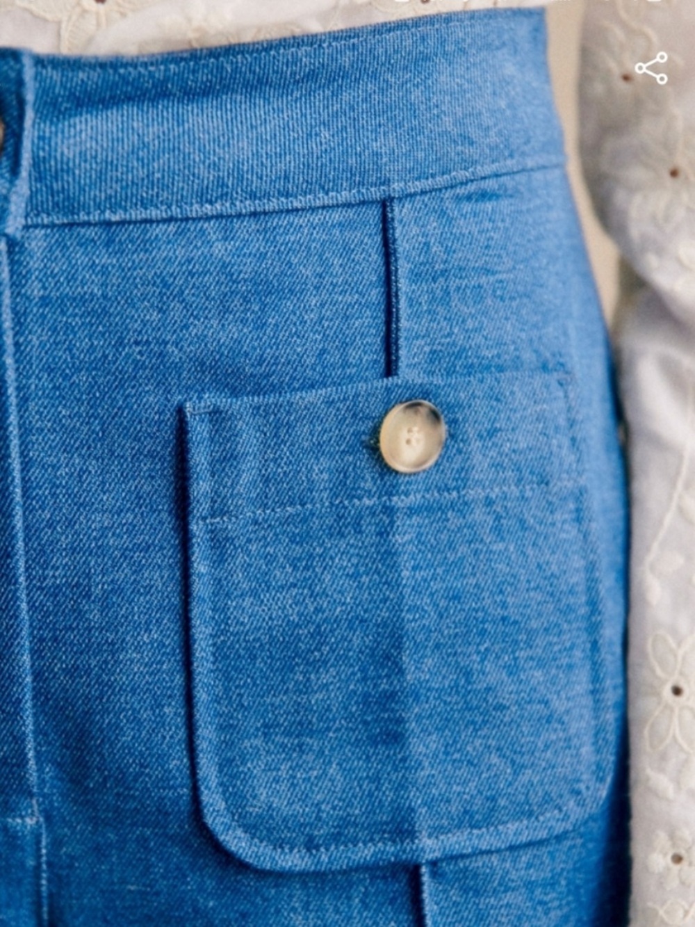 Sezane Trouser Jean Emilio Wide Leg Front Seam in Blue Denim - Picture 3 of 9